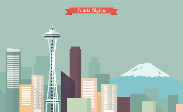 Seattle skyline vector ilustración — Vector de stock