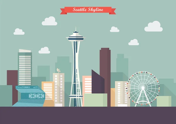 Illustrazione vettoriale skyline Seattle — Vettoriale Stock