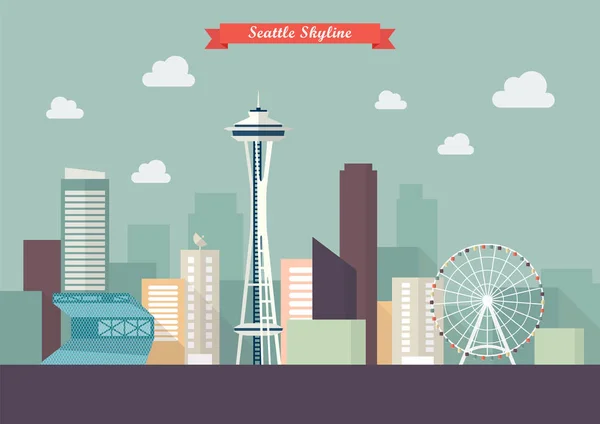 Seattle Skyline Vektor Illustration — Stockvektor