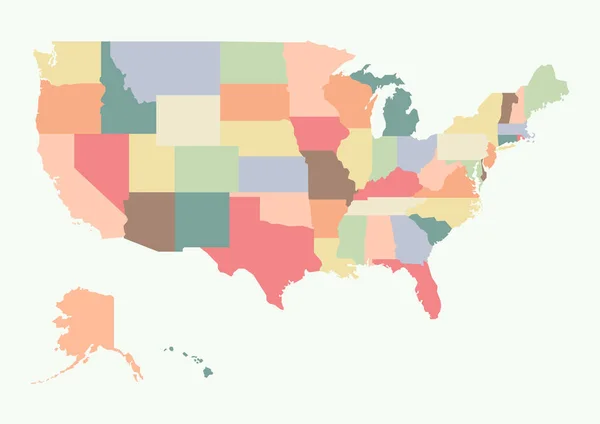 Vintage renkli ABD harita — Stok Vektör