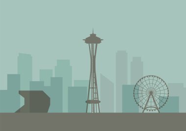 Seattle manzarası silüeti