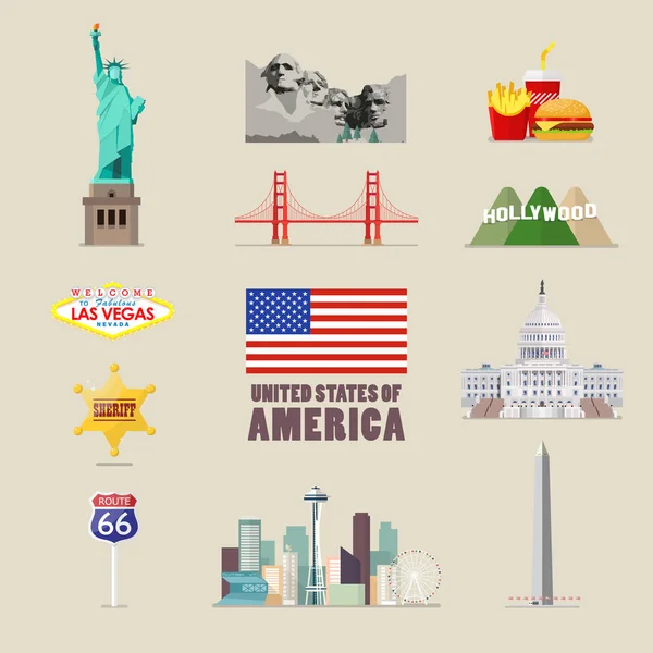 America icons set — Stock Vector