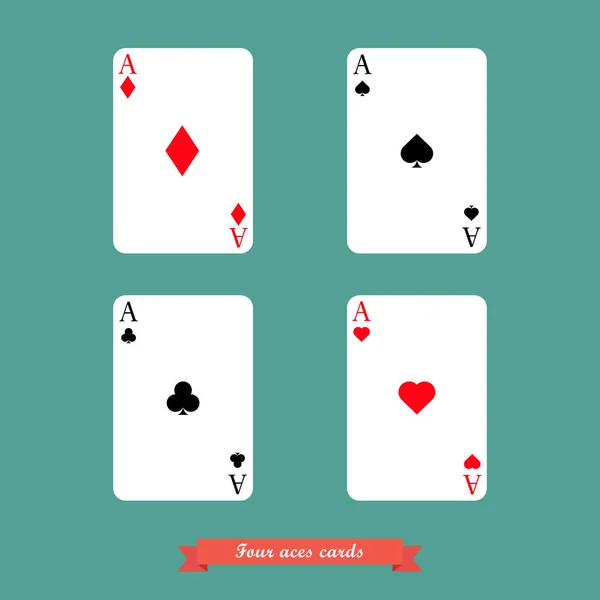 Conjunto de cuatro ases jugando a las cartas — Vector de stock