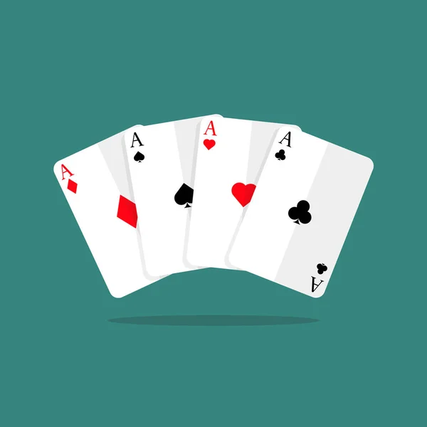 Cuatro ases jugando a las cartas — Vector de stock