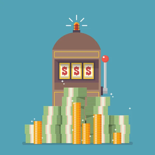 Spielautomaten-Jackpot mit viel Geld — Stockvektor