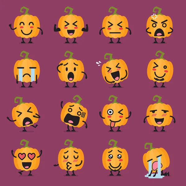 Set emoji de calabaza de Halloween — Vector de stock