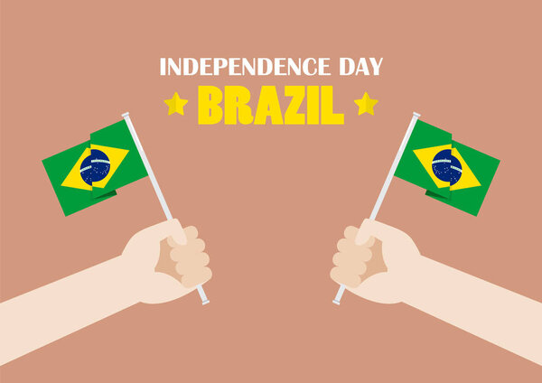 Hands Holding Up Brazil Flags — Stock Vector
