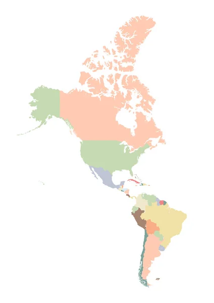 Gedetailleerde kaart van Amerika continent — Stockvector