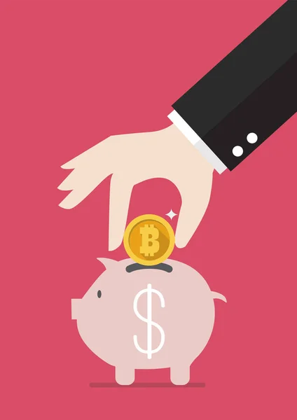 Hand verzamelen de doelgroep in piggy bank — Stockvector