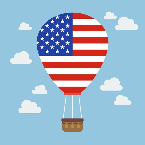 미국 국기와 함께 뜨거운 공기 풍선 — 스톡 벡터