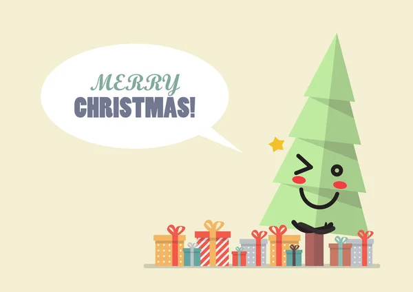 Veselé Vánoce s charakterem vánoční stromeček — Stockový vektor