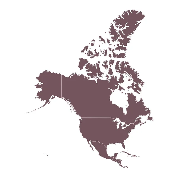 Mapa detalhado do continente da América do Norte — Vetor de Stock