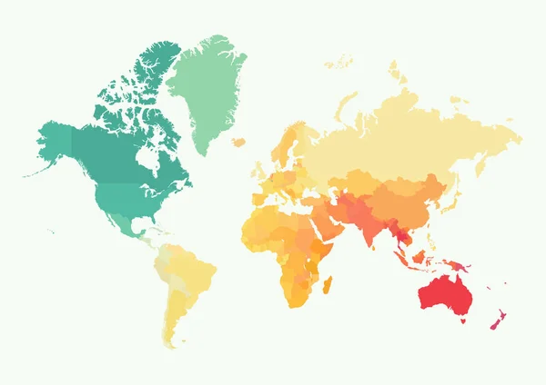 Mapa do mundo de alto detalhe com cor — Vetor de Stock