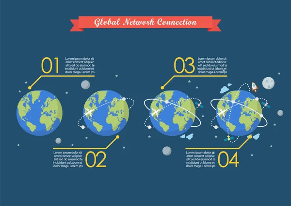 Desarrollo de la infografía de conexión de red global — Vector de stock