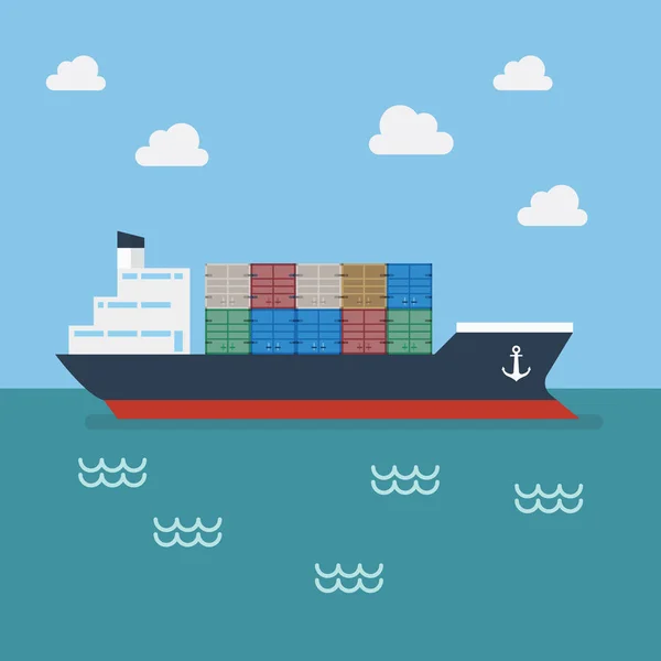 Teherfuvarozó hajózási konténerek — Stock Vector