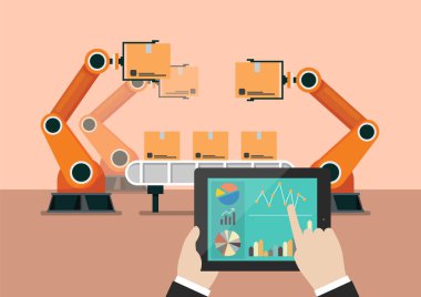 El tablet kontrol otomasyon robot kol makinesi için kullanma