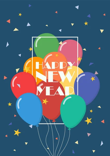 Щасливий новий рік з повітряними кулями — стоковий вектор