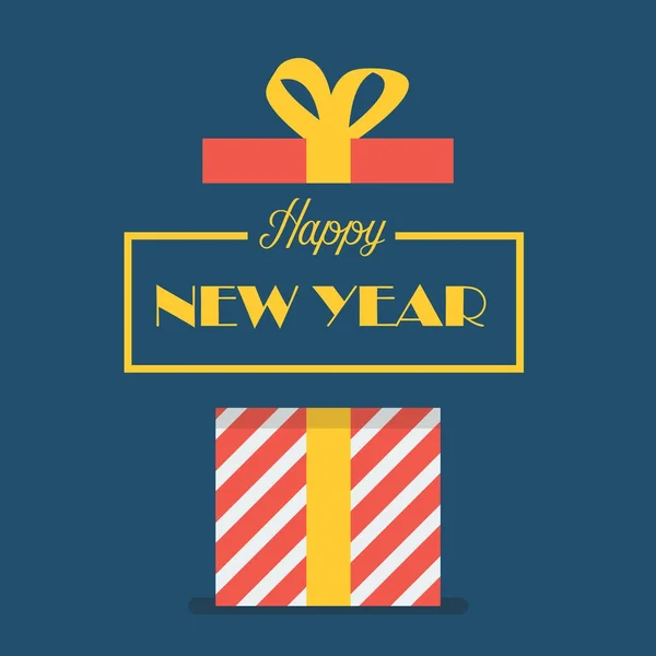 Feliz año nuevo con caja de regalo — Vector de stock