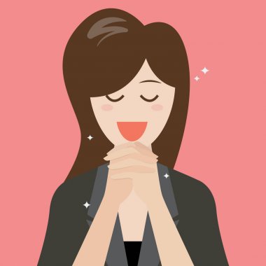 Kadın dua için ellerini katlanmış