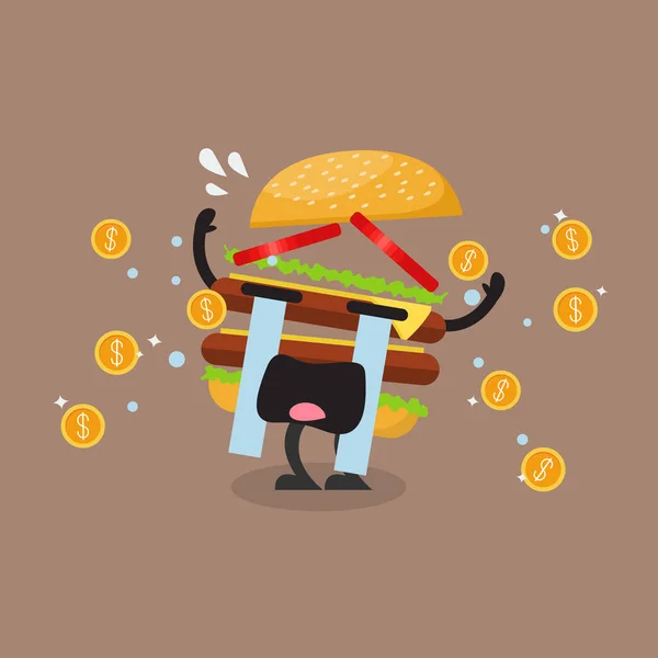 Hamburger personnage criant dans les larmes d'argent — Image vectorielle