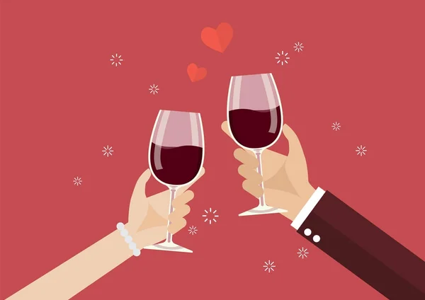 Homem e mulher brindando um copo de vinho —  Vetores de Stock