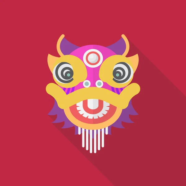 Lion dansant chinois à plat — Image vectorielle