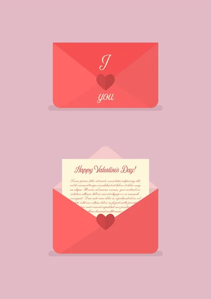 Feliz día de San Valentín carta de amor — Vector de stock
