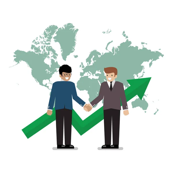 Handshake firmy na tle mapy świata — Wektor stockowy