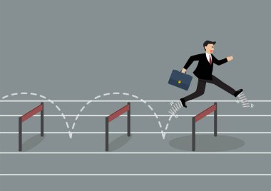 İşadamı engel atlama elastik bahar ayakkabı ile