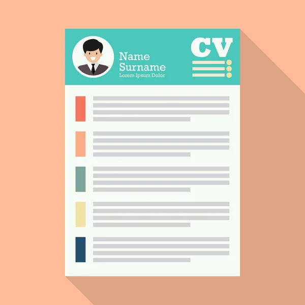 Curriculum Vitae ou folha de papel de aplicação CV —  Vetores de Stock