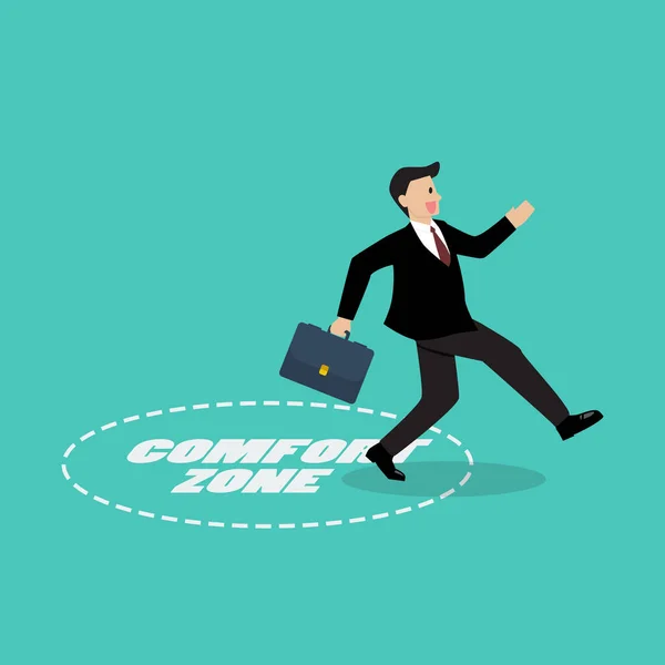 Businessman exit from comfort zone — Stock Vector