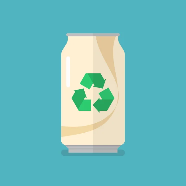 Recycle kan flat pictogram — Stockvector