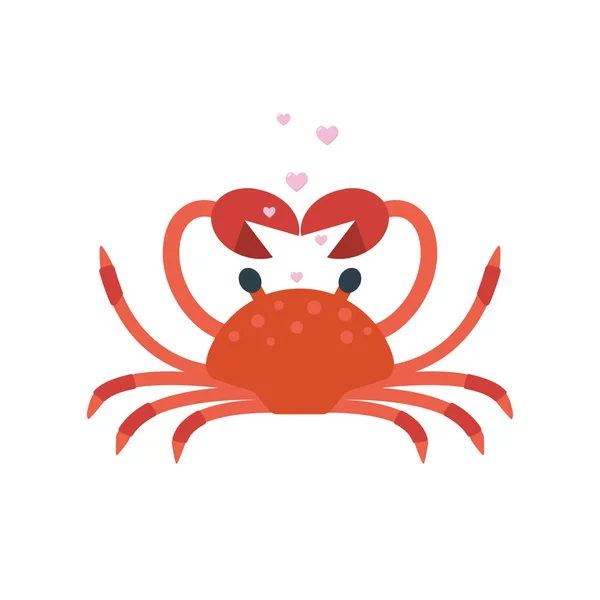 Red crab pose hands in shape of heart — Stock Vector