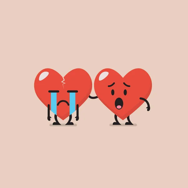 El corazón preocupado es relajante corazón llorando — Vector de stock