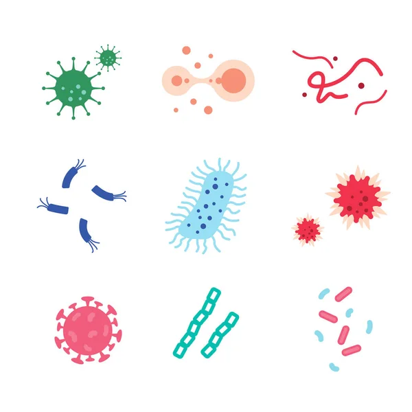 Ikony virů a bakterií — Stockový vektor