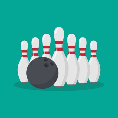 Bowling lobutunun düz simgesi. Vektör illüstrasyonu