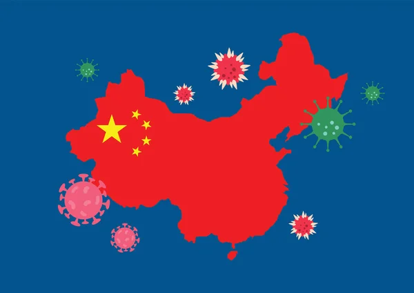 Китай Картографує Країну Коронавірусом 2019 Новела Коронавіруса 2019 Ncov Векторна — стоковий вектор
