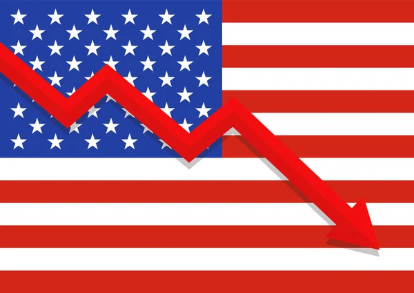 Crise Económica Com Bandeira Estado Unido Conceito Negócio Ilustração Vetorial — Vetor de Stock