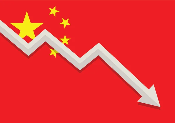 Economische Crisis Met Chinese Vlag Bedrijfsconcept Vector Illustratie — Stockvector