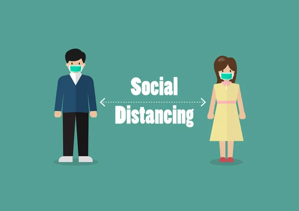 Distanciamiento Social Personas Que Mantienen Distancia Por Riesgo Infección Enfermedad — Archivo Imágenes Vectoriales