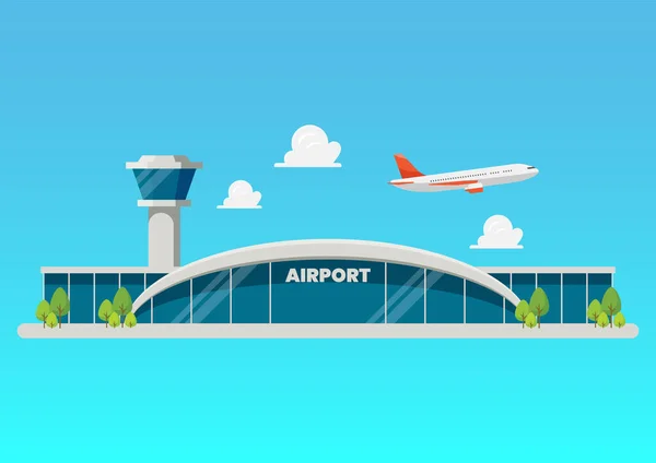 Aeropuerto Edificio Ilustración Estilo Plano Ilustración Vectorial — Archivo Imágenes Vectoriales