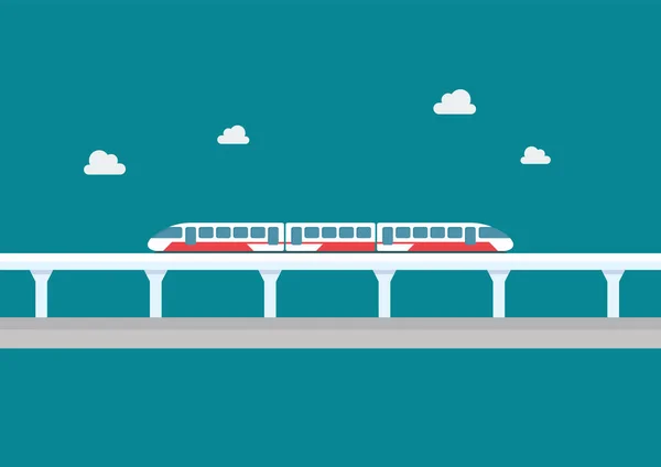 Transporte Skytrain Estilo Plano Ilustração Vetorial — Vetor de Stock