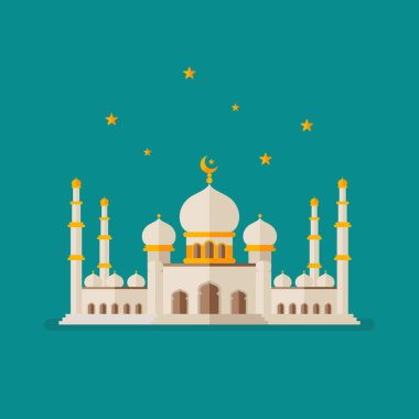 İslam Camisi Vektör İllüstrasyonu. Düz biçim tasarımı