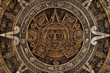 Close view of the aztec calendar clipart