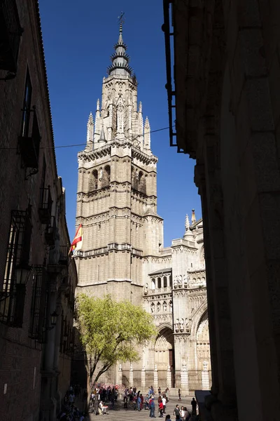 Torre Sino Catedral Toledo Uma Catedral Gótica Século Xiii Espanha — Fotografia de Stock
