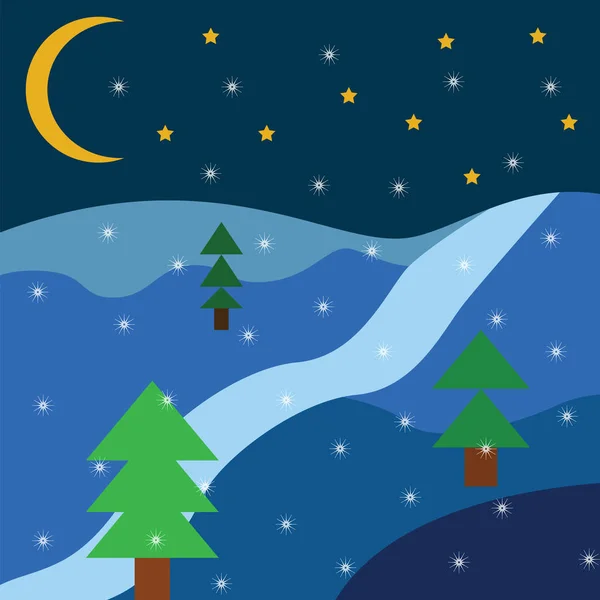 Paysage de Noël plat 2d — Image vectorielle