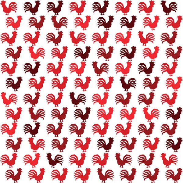 Rooster single simple icon silhouette 2017 seamless texture — Stock Vector