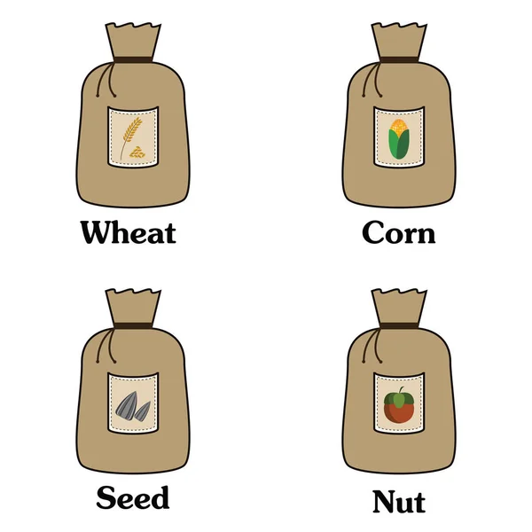 Збір насіння горіха кукурудзи пшеничний мішок — стоковий вектор