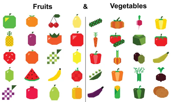 Conjunto de vectores grandes de frutas y verduras — Vector de stock