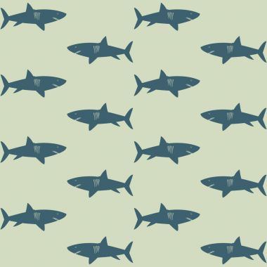 Köpekbalıkları sorunsuz doku Dama Tahtası deseni mavi arka plan